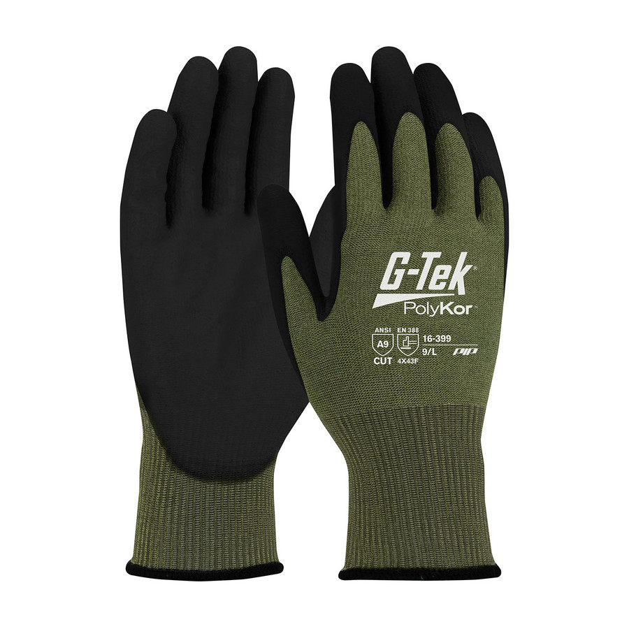 PIP 16-399 G-Tek PolyKor X7 Seamless Knit PolyKor X7 Blended Glove with NeoFoam Coated MicroSurface Grip on Palm & Fingers - Touchscreen Compatible