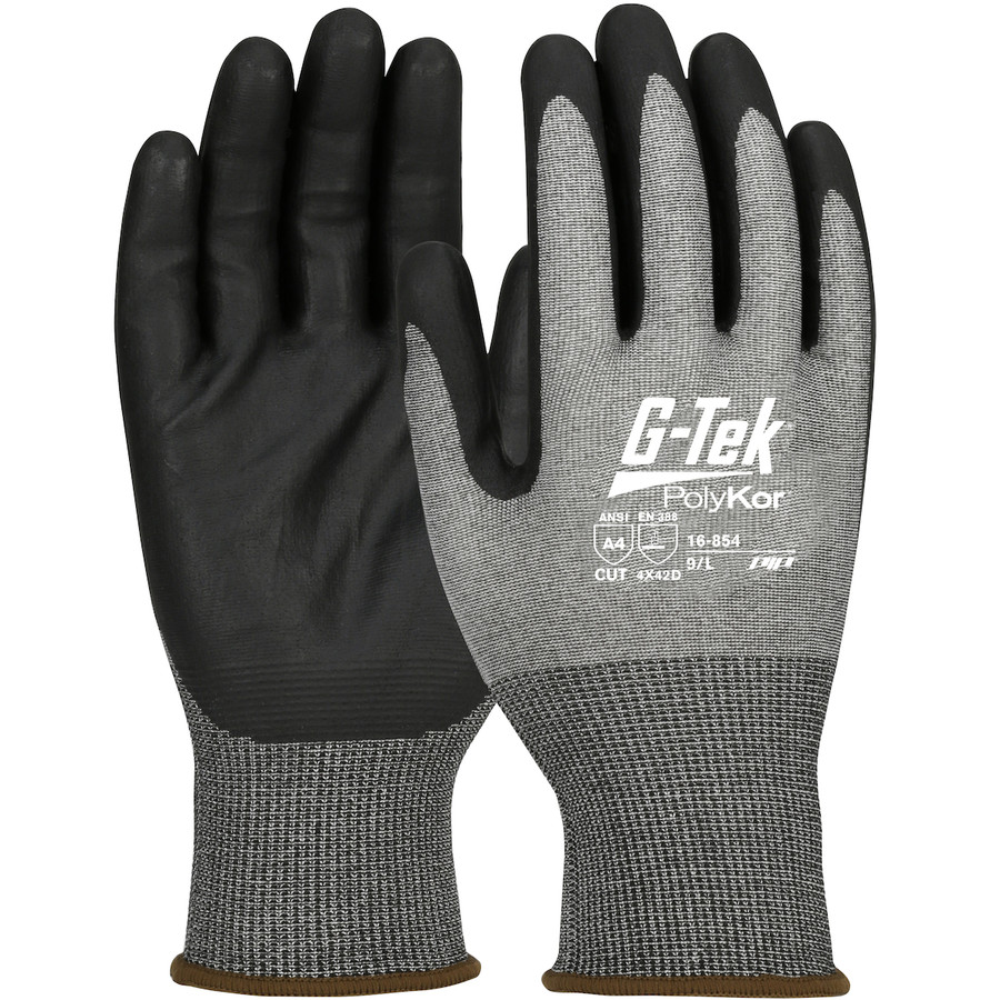 PIP 16-854 G-Tek PolyKor Seamless Knit PolyKor Blended Glove with Nitrile Coated Foam Grip on Palm & Fingers - Touchscreen Compatible