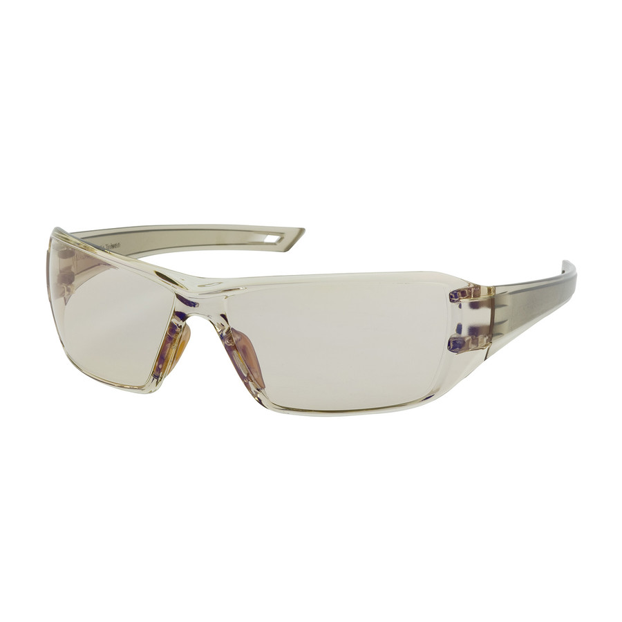PIP 250-46-0226 Captain Rimless Safety Glasses with Clear Temple, I/O Blue Lens and Anti-Scratch / Anti-Fog Coating