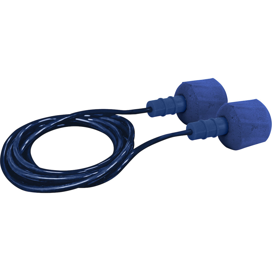 PIP 267-HPF610D EZ-Twist Metal Detectable Polyurethane Foam Corded Ear Plugs - 30 NRR