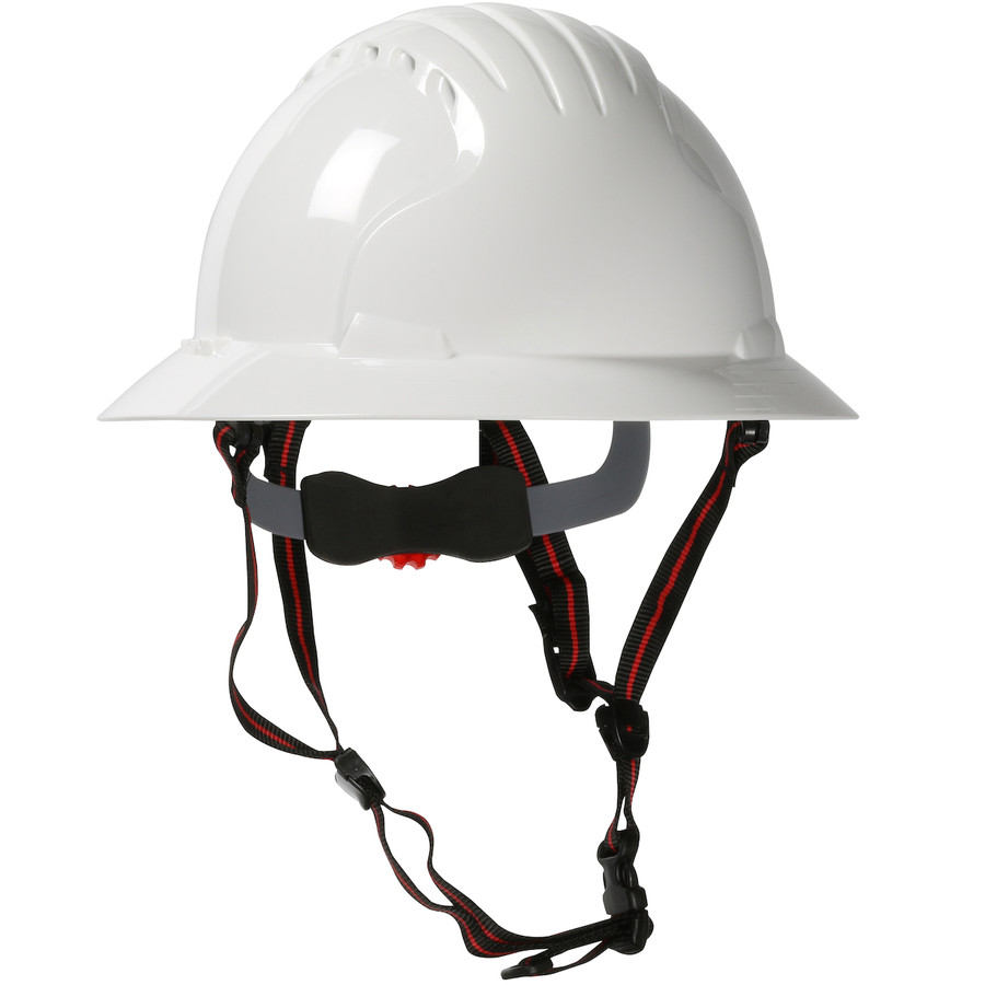 PIP 280-EV6161-CH-10 EVO 6161 Ascend Full Brim Safety Helmet with HDPE Shell, 4-Point Chinstrap, 6-Point Suspension and Wheel Ratchet Adjustment