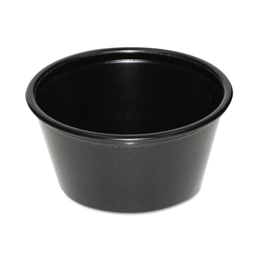 Prime Source 75000639 Plastic Soufflé Cups, 3.25 oz., Black, 2500/Case