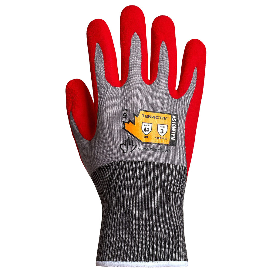 Superior Glove S18WTFN TenActiv 18-Gauge ANSI A4 Foam Nitrile Coated Waterproof Glove