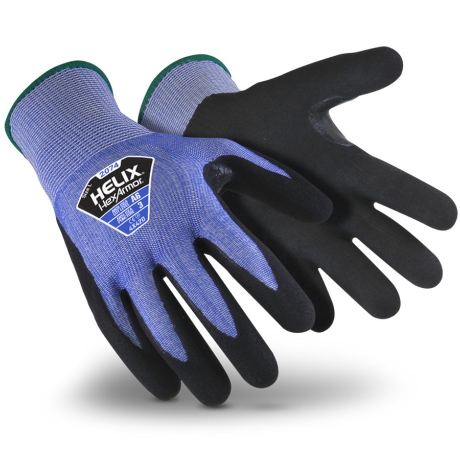 HexArmor 2074 Helix Cut Level A6, Knit, Sandy Nitrile Coated Glove