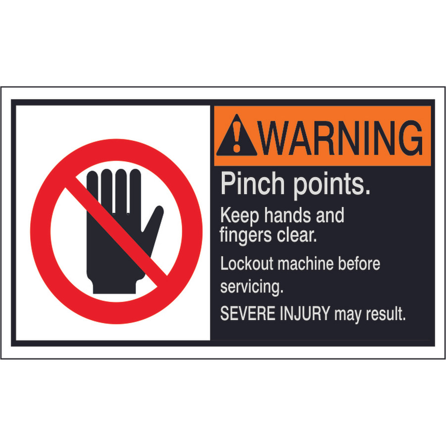 Safehouse Signs ML-192 Adhesive Vinyl Label, 2X3, ANSI Header Pinch Points. Keep Hands And Fingers Clear