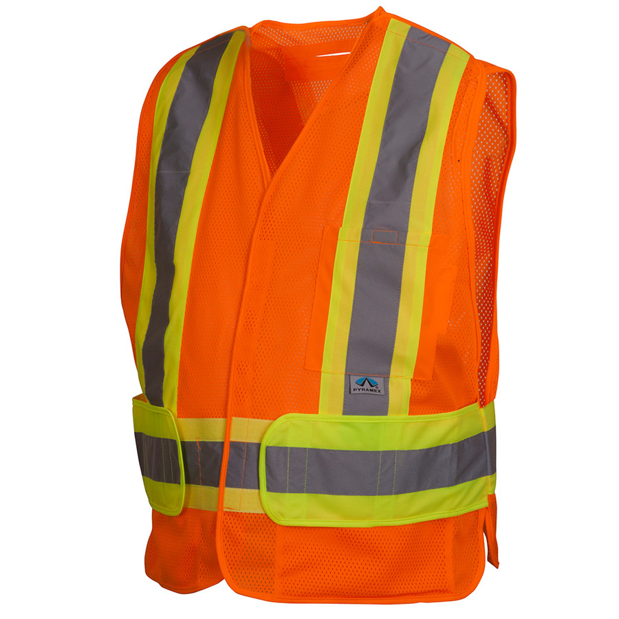 Pyramex Safety RCA2720SE Type R - Class 2 Non FR Self Extinguishing Hi Vis Orange Safety Vest