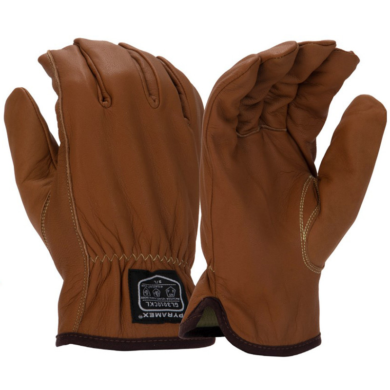 Pyramex GL3010CK Premium Grain Goatskin Leather Driver Gloves with A5 Para-Aramid Liner