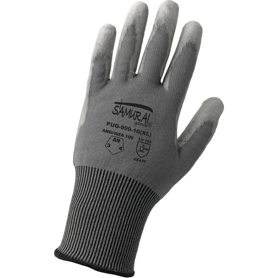 Global Glove PUG-999-XS Samurai Glove Smooth Polyurethane-Coated Seamless Gray Tuffalene UHMWPE Cut, Abrasion, and Puncture Resistant Gloves