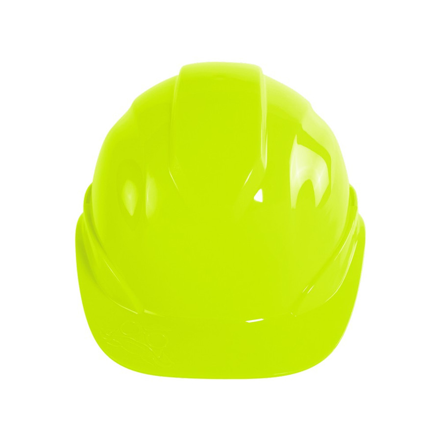 Global Glove HH-C2-YG Bullhead Safety Head Protection High-Visibility Yellow/Green Unvented Cap Style Hard Hat With Six-Point Ratchet Suspension