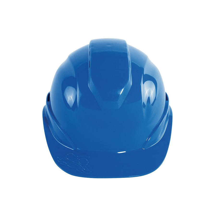 Global Glove HH-C3-B Bullhead Safety Head Protection Blue Vented Cap Style Hard Hat with Six-Point Ratchet Suspension