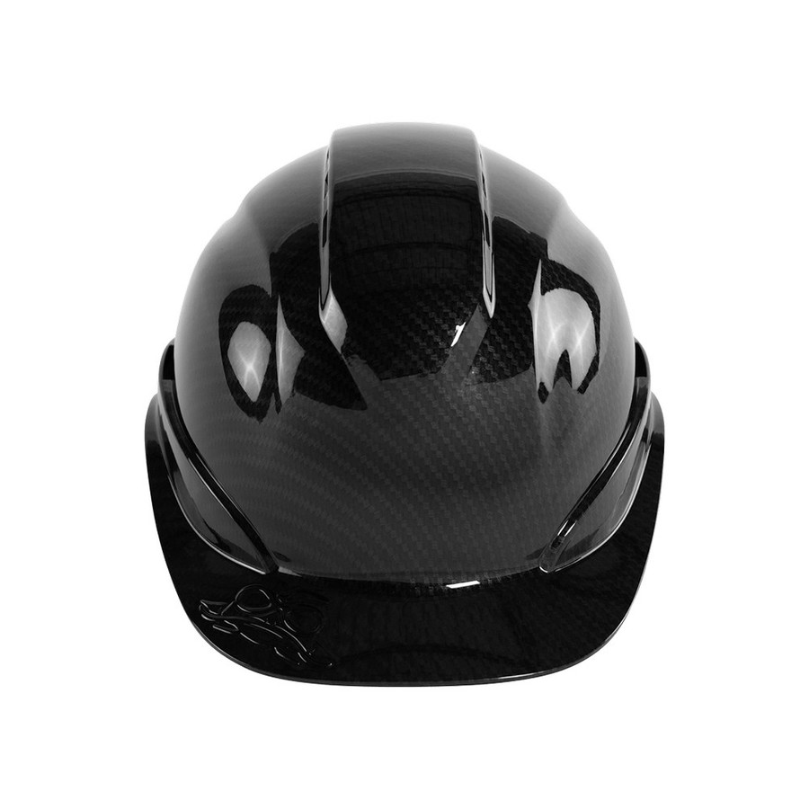 Global Glove HH-C3-C Bullhead Safety Head Protection Shiny Black Graphite Vented Cap Style Hard Hat With Six-Point Ratchet Suspension