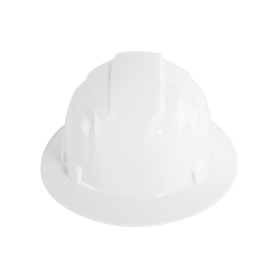 Global Glove HH-F1-W Bullhead Safety Head Protection White Unvented Full Brim Style Hard Hat With Six-Point Ratchet Suspension