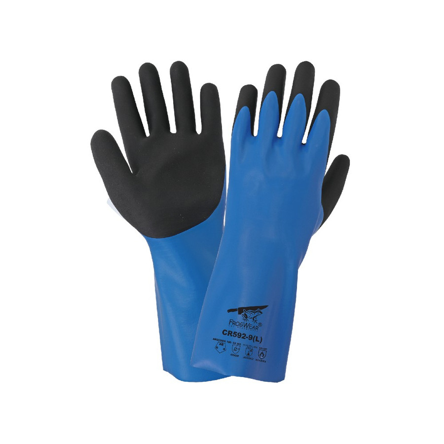 Global Glove CR592 - FrogWear Double-Dipped Nitrile, Supported, Chemical Gloves with Cut, Abrasion, and Puncture Resistance