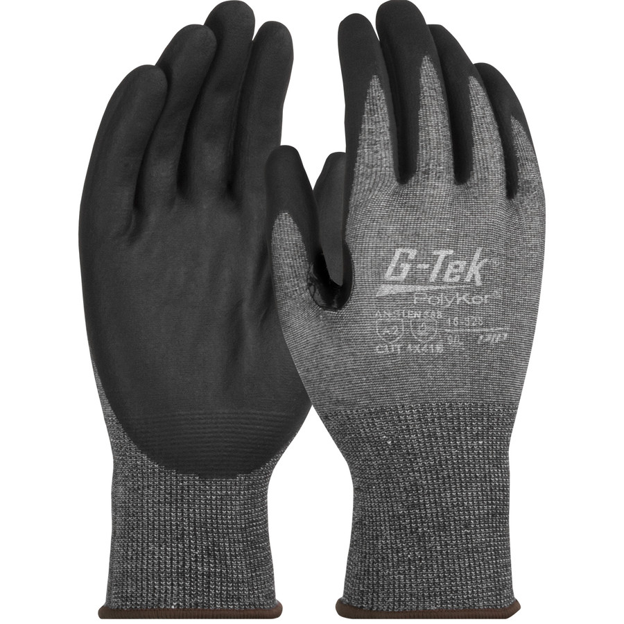 PIP 16-328 G-Tek PolyKor Seamless Knit PolyKor Blended Glove with Nitrile Coated Foam Grip on Palm & Fingers - Touchscreen Compatible