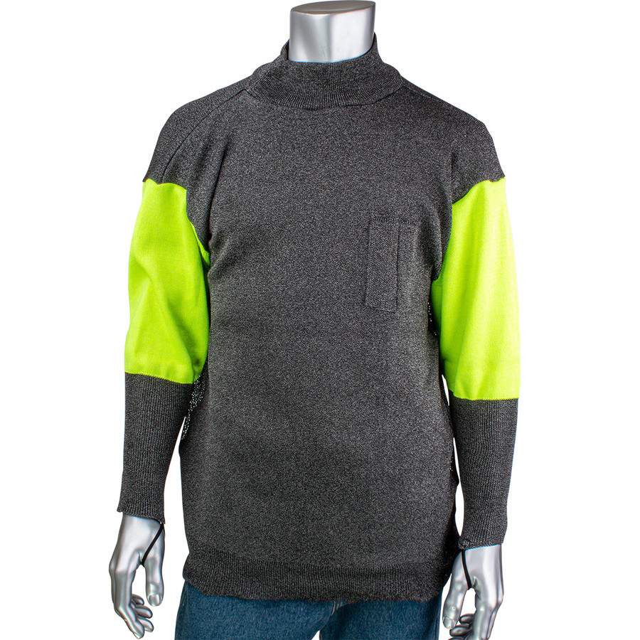 PIP P190SP3CMHVBUV-PP1TL Kut Gard ATA PreventWear ATA Blended Cut Resistant Pullover with Hi-Vis Sleeves