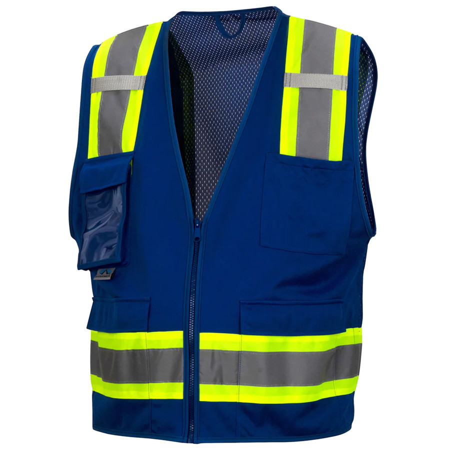 Pyramex Safety RVZ2465CP Survey Vest w/Clear Pocket, Blue