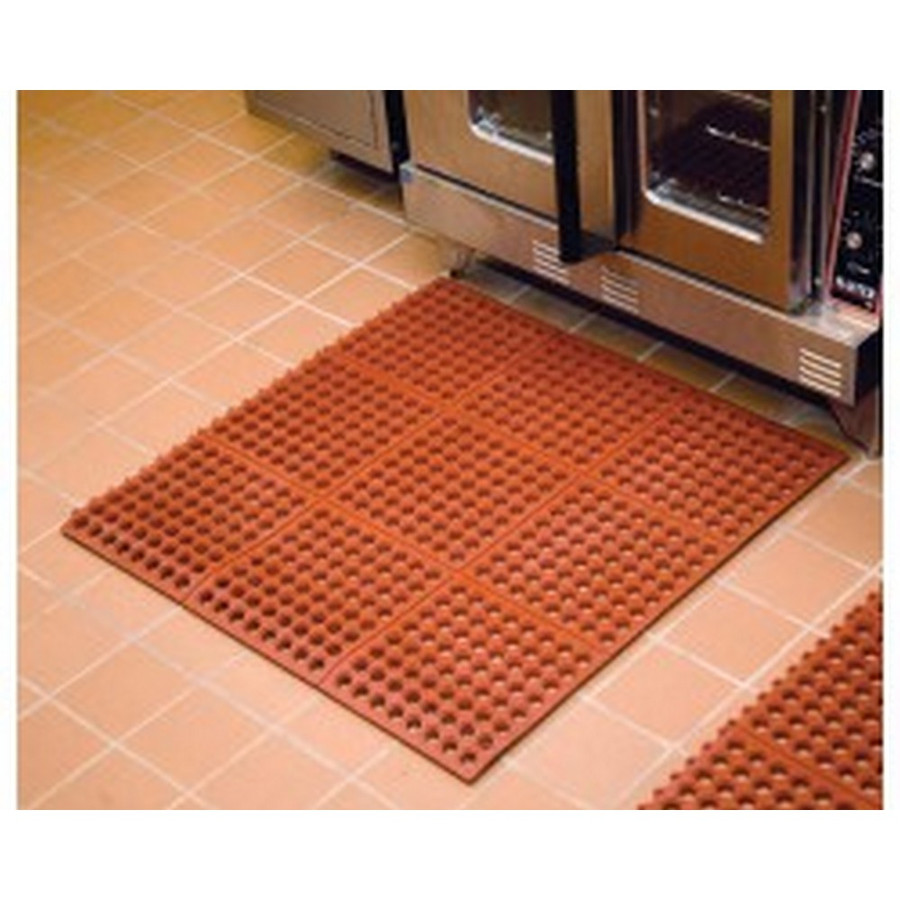 Apache Mills 39078092030000300 Performa Grease Resistant Black Kitchen Mat - 3x3