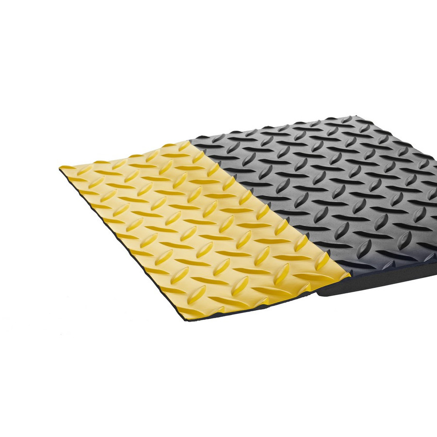 Crown Matting CD 0023YB Industrial Deck Plate 2'x3' Black w/Yellow Anti-Fatigue Matting