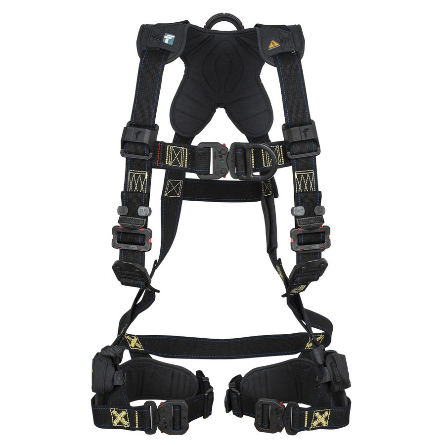 FallTech 8077FDQC FT-Arc Flash 2D Climbing Non-Belted Full Body Harness, Overmolded Quick Connect Adjustments