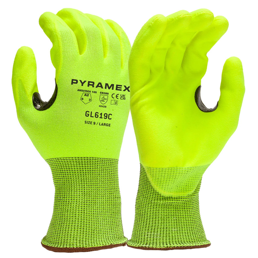 Pyramex Safety GL619C 18 Gauge HPPE Shell Micro-Foam Nitrile ANSI A2 Gloves