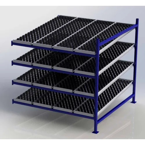 UNEX FC99SW72724-A Flow Cell Heavy Duty Gravity Rack w/ wheelbed Add-On, 4 Level, 72"W x 72"D x 72"H