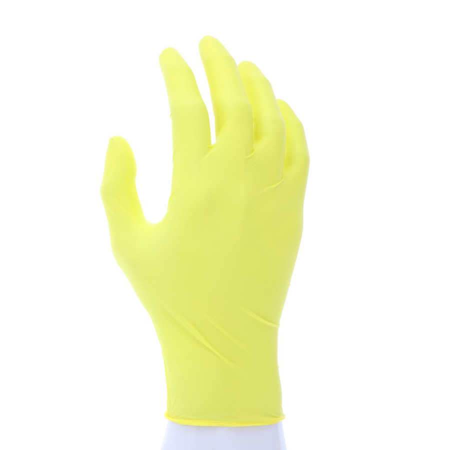 MCR Safety 60035Y 3.5 mil NitriShield Gloves Powder Free Disposable Nitrile Industrial Food Service Grade Textured Finish 9.5 Inches Yellow