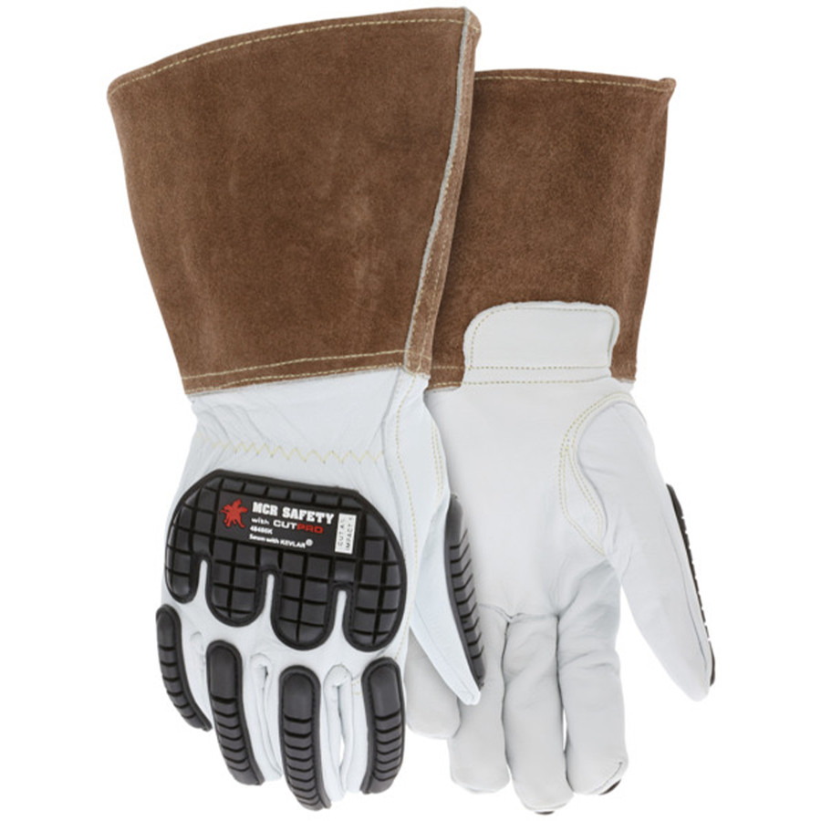 MCR Safety 48406K Welding Leather Gloves Premium Grain w/5-Inch Cuff, Kevlar Lined, A5