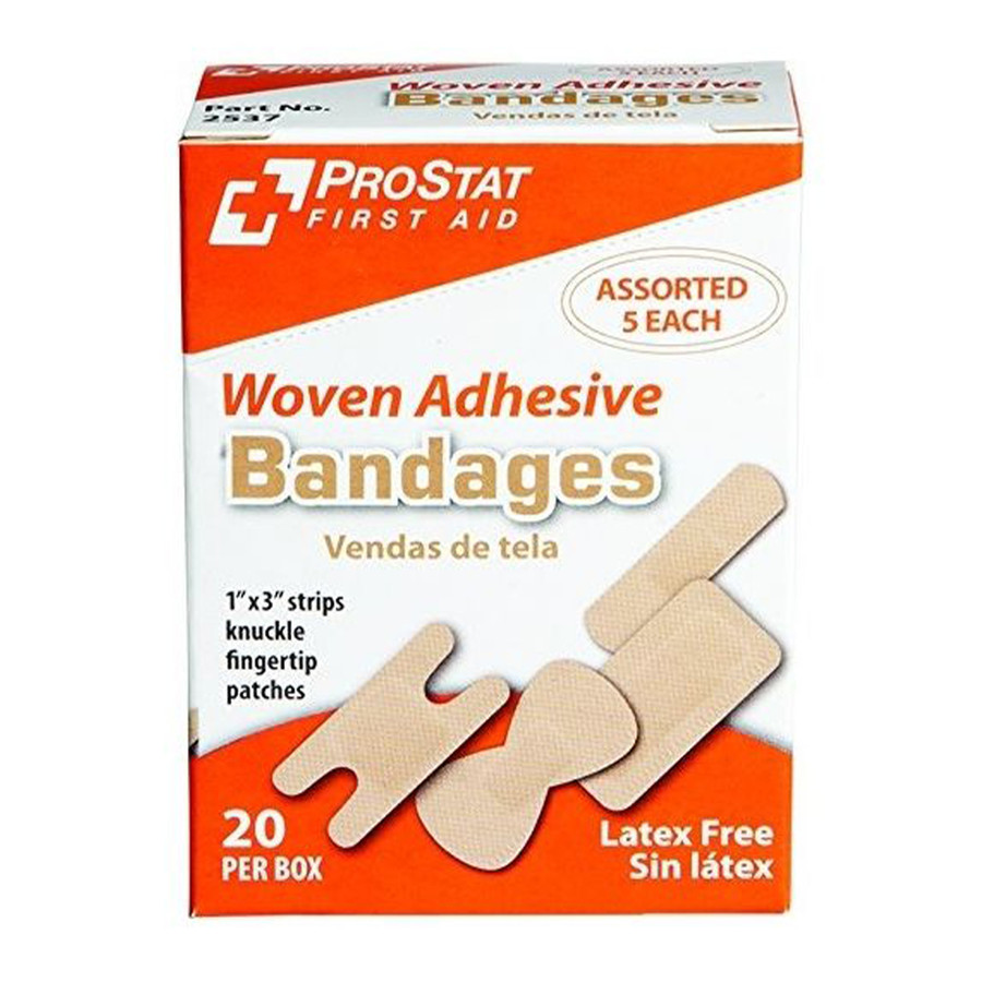 Prostat First Aid 2537 Assorted Woven Adhesive Bandages - 20 Per Box