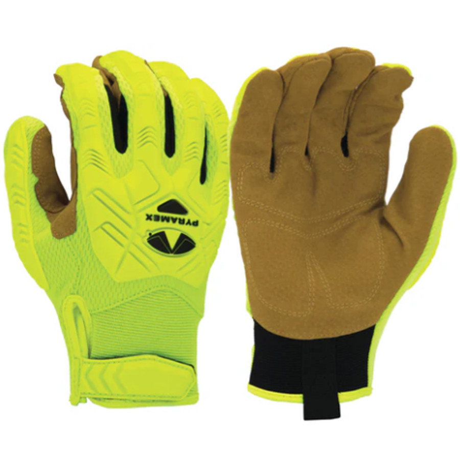 Pyramex Safety GL202CHT TPR Leather Palm Impact Cut Resistant A5 Gloves