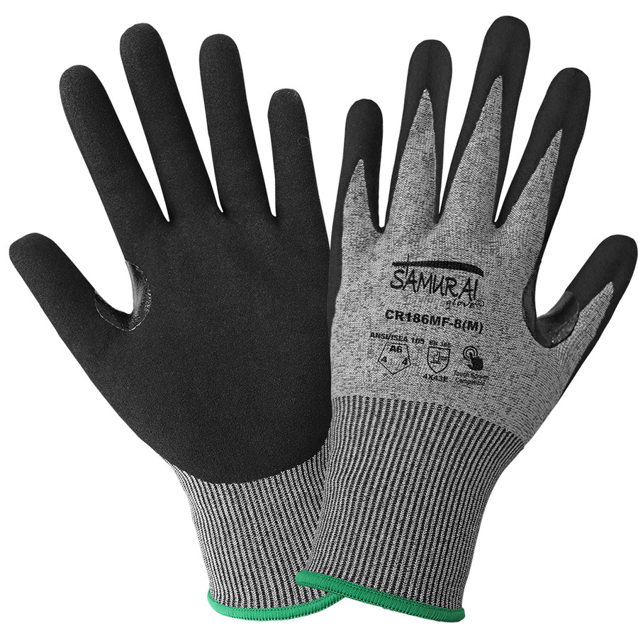 Global Glove CR186MF - Samurai - ANSI A6 Cut Resistant FDA Compliant Nitrile-Coated Tuffalene Gloves with Touch Screen Fingers