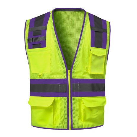 GSS Safety 1527 Class 2 Safety Vest w/Colored Trim - Purple