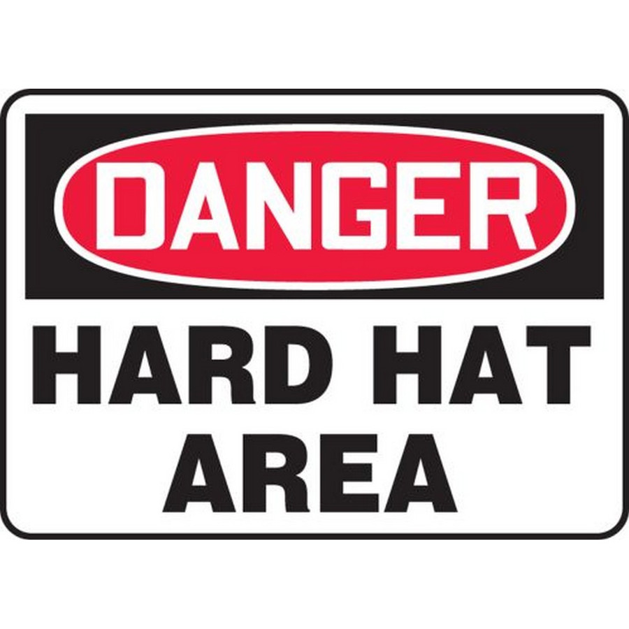 Accuform NMC MPPA005VA OSHA Danger Safety Sign: Hard Hat Area 10"X14" Aluminum Sign