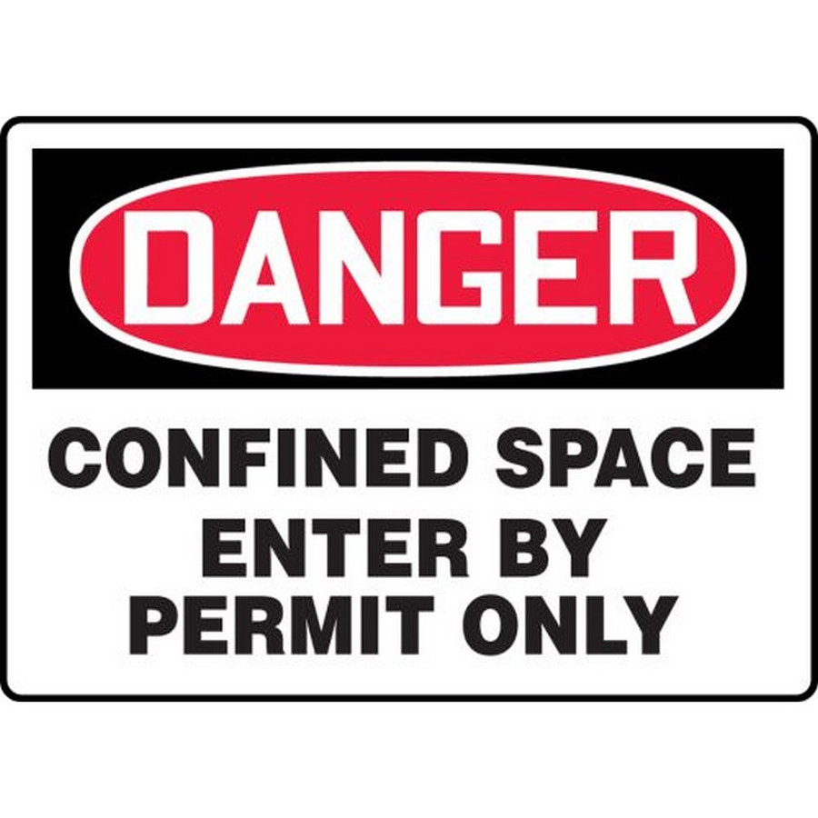 Accuform NMC MCSP133VA OSHA Danger Safety Sign: Confined Space - Enter By Permit Only 7"X10" Aluminum Sign