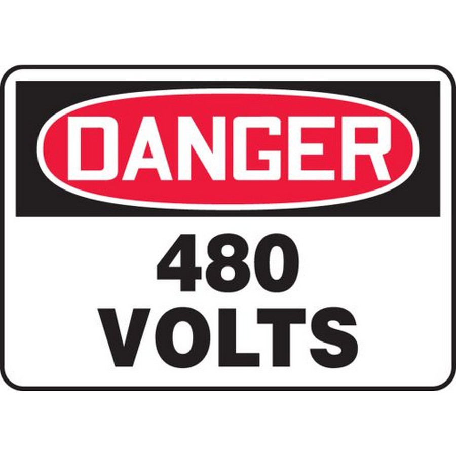 Accuform NMC MELC058VA OSHA Danger Safety Sign: 480 Volts 7"X10" Aluminum Sign