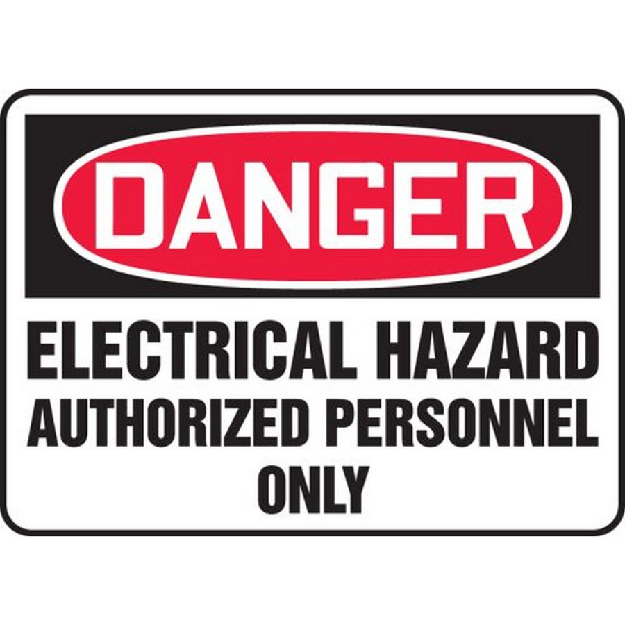 Accuform NMC MELC022XV OSHA Danger Safety Sign: Electrical Hazard - Authorized Personnel Only 10"X14" Adhesive Dura-Vinyl Sign