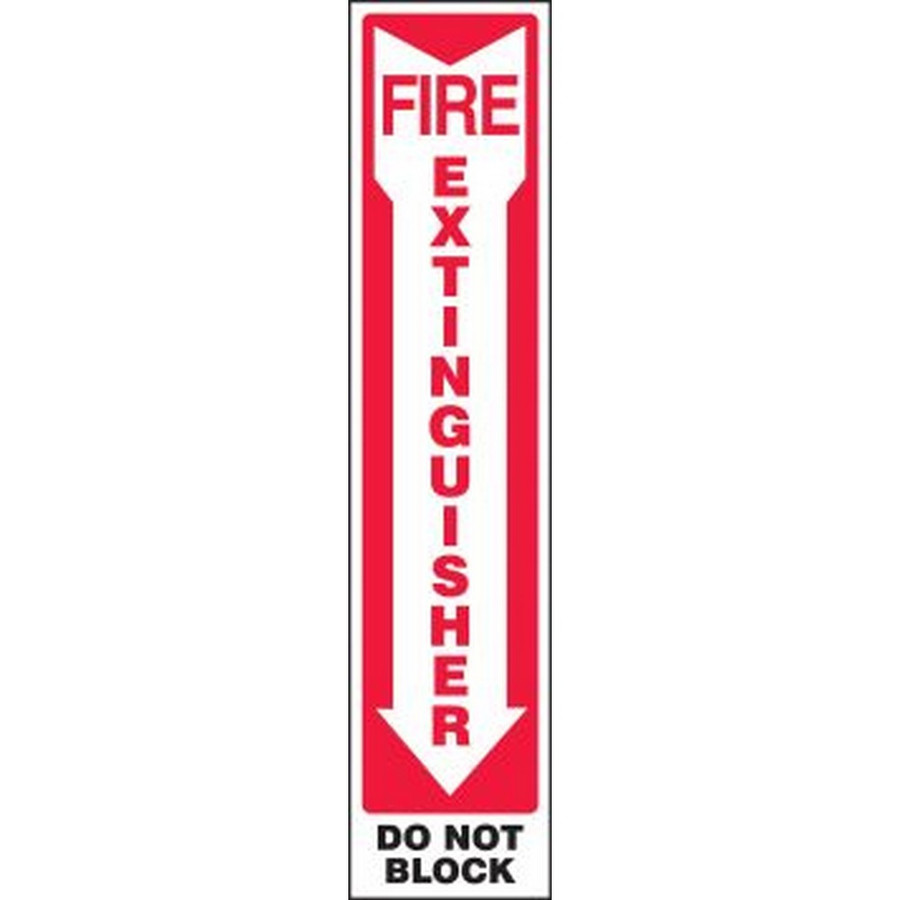 Accuform NMC MFXG580VA Safety Sign: Fire Extinguisher (Down Arrow) Do Not Block 18"X4" Aluminum Sign