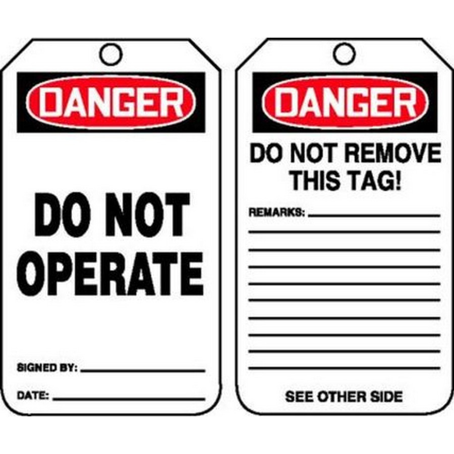 Accuform NMC MDT189LCP OSHA Danger Safety Tag: Do Not Operate Self-Laminating Card Stock 25/Pack