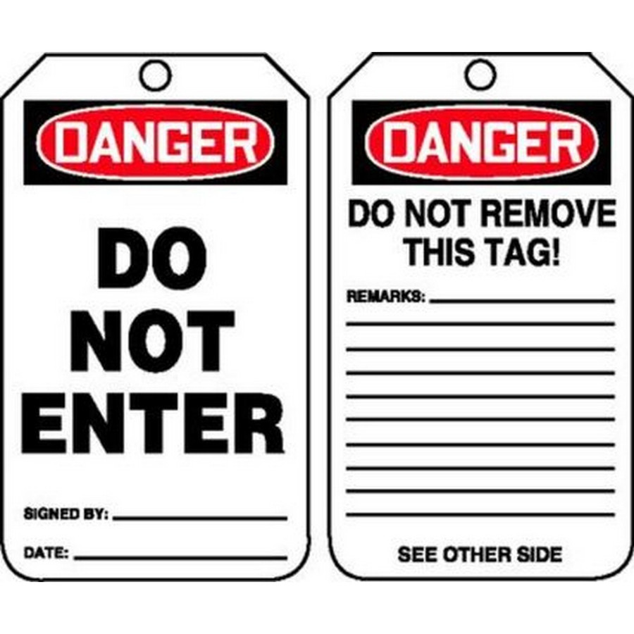 Accuform NMC MDT187CTP OSHA Danger Safety Tag: Do Not Enter Card Stock 25/Pack