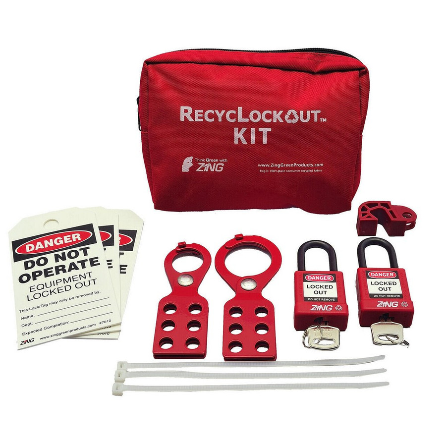 Zing Green 7119 Lockout Tagout Kit, 11 Component, General Application