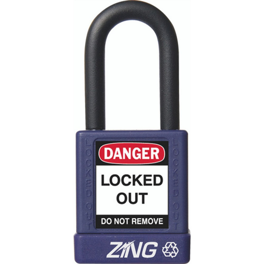 Zing Green 7041 Recyclockout Safety Padlock, 1.5" Shackle, Keyed Alike, Purple