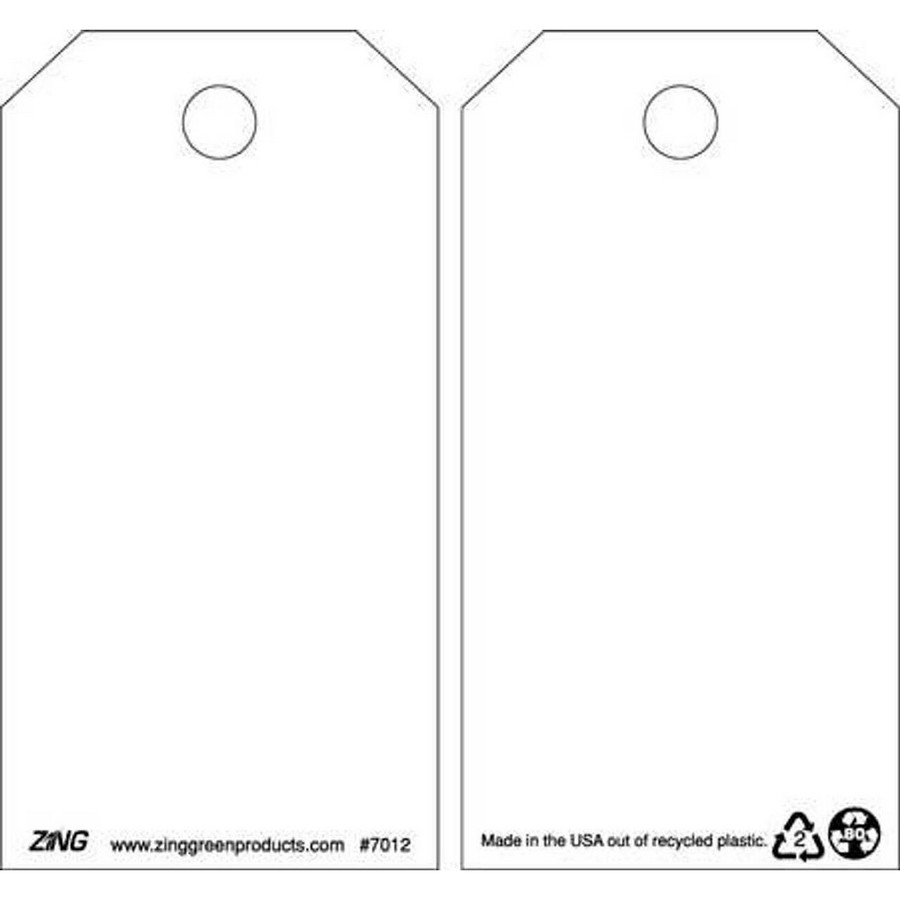 Zing Green 7012 Eco Safety Tag, Blank - White, 5.75Hx3W, 10 Pack