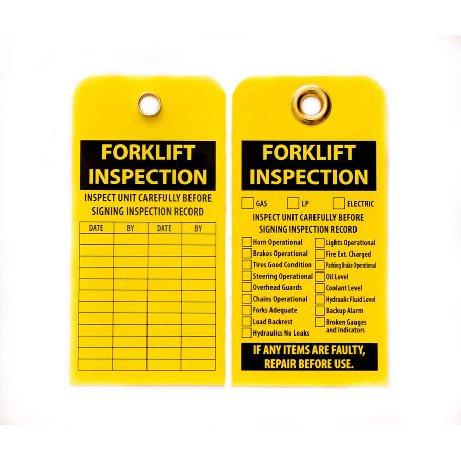Zing Green 7501 Lockout Tag, Forklift Inspection, 10/pk