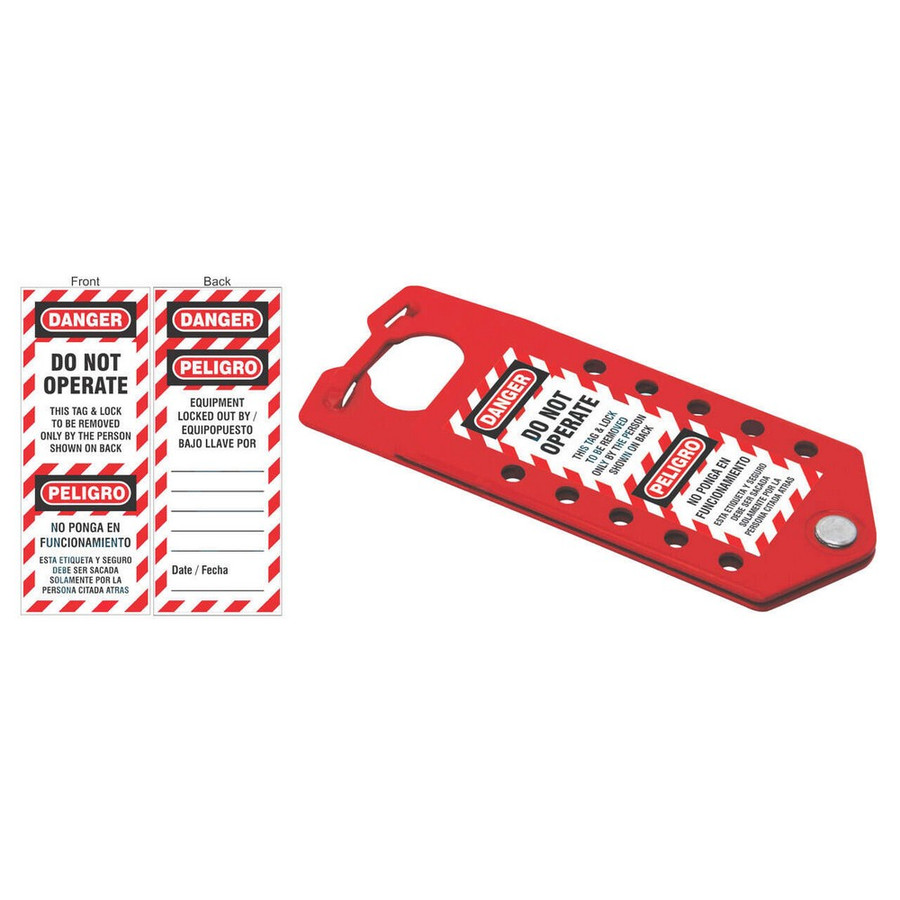 Zing Green 7361 Hasp and Tag Combination Device, Red, Aluminum