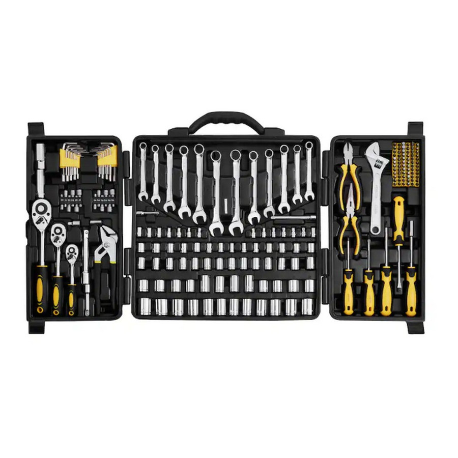 VEVOR - 207-Piece Mechanics Tool Set, 1/4" 3/8" 1/2" Drive Sockets, SAE and Metric Mechanic Tool Kit with Bits, Ratchet Handle - Black