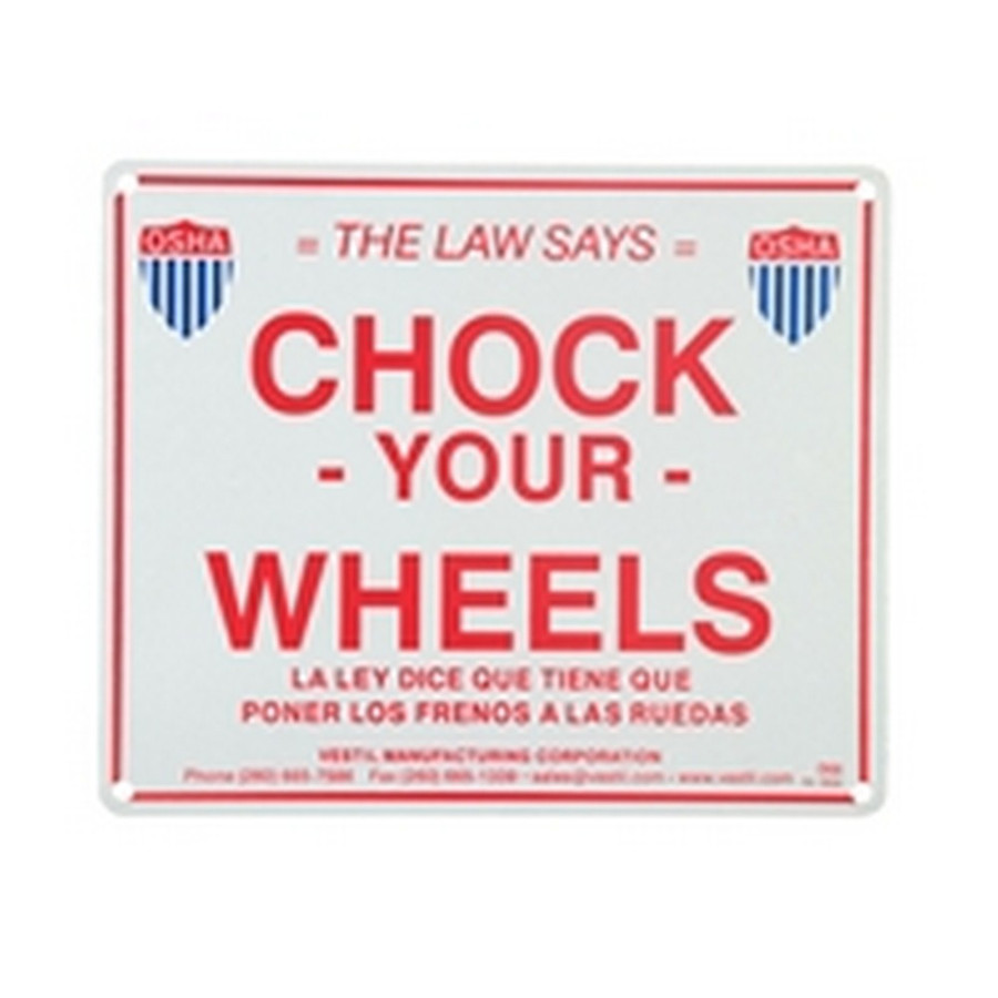 Vestil SF-1012 Aluminum Reflective Enamel Wheel Chock Sign 1/16 In. x 11-3/4 In. x 9-3/4 In. White