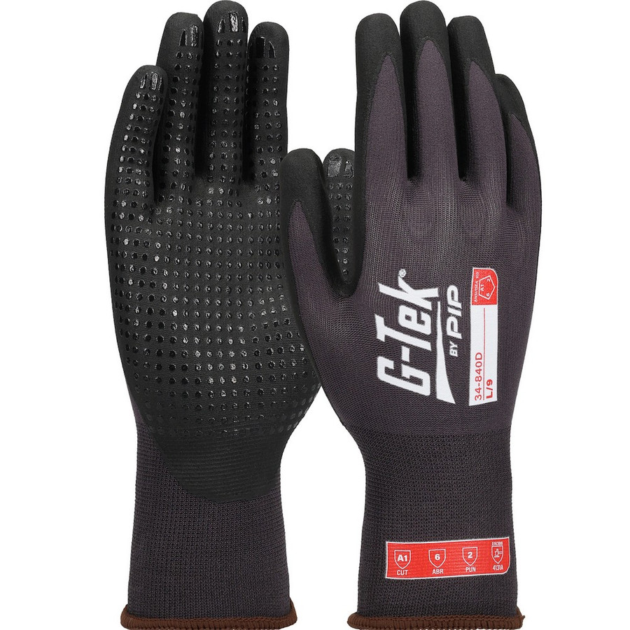 PIP 34-840D/XXS Premium Seamless Knit Nylon/Spandex Glove with Foam Nitrile Coating on Palm & Fingers - Micro Dot Palm