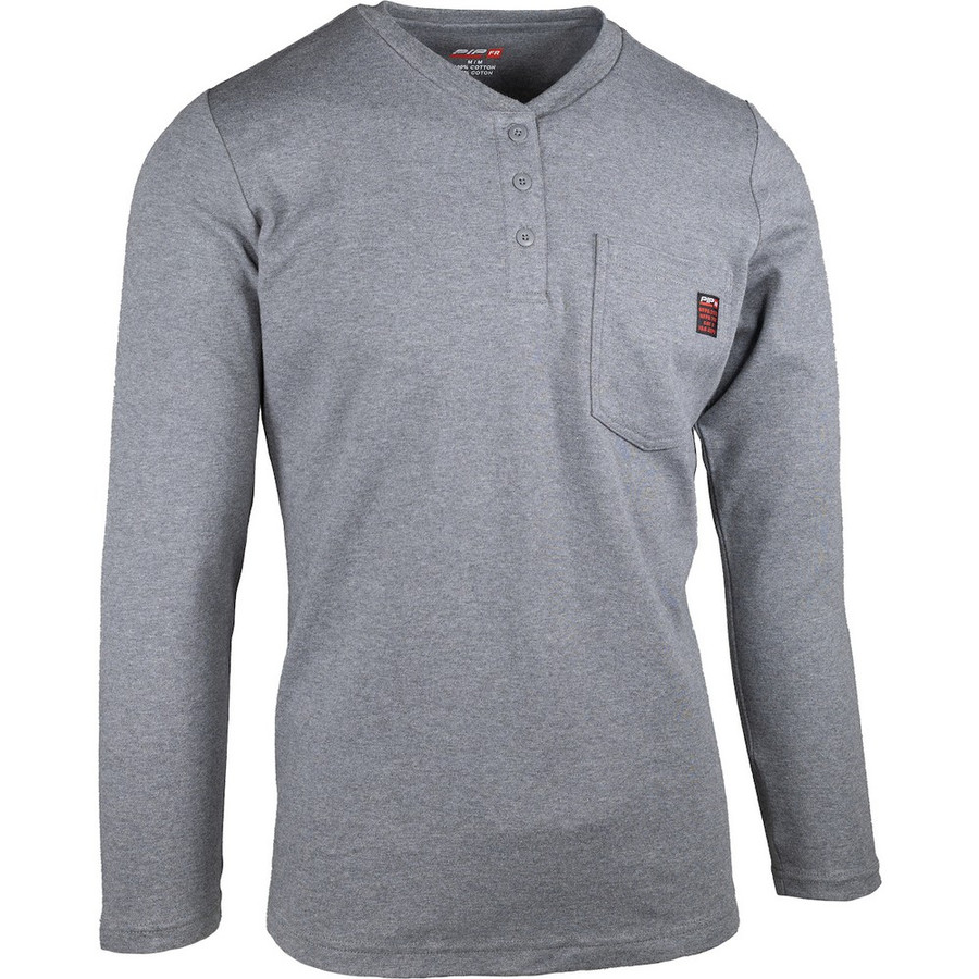PIP 385-FRHNW-GR/S AR/FR Women's Long Sleeve Henley