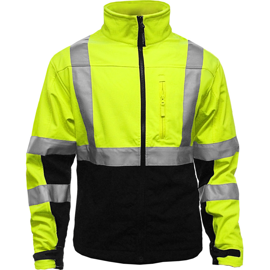 PIP 451ST-LB ANSI Type R Class 3 Black Bottom Soft Shell Jacket with Brushed Fleece Lining Hi-Vis Yellow/Black