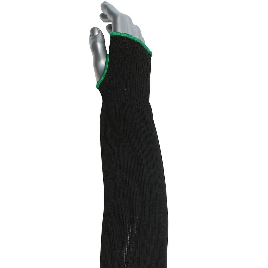PIP S10HTP/2BK-EW-ES6-18T Single-Ply ATA / High Tenacity Polyester Blended Sleeve with Thumb Hole - Wide Width
