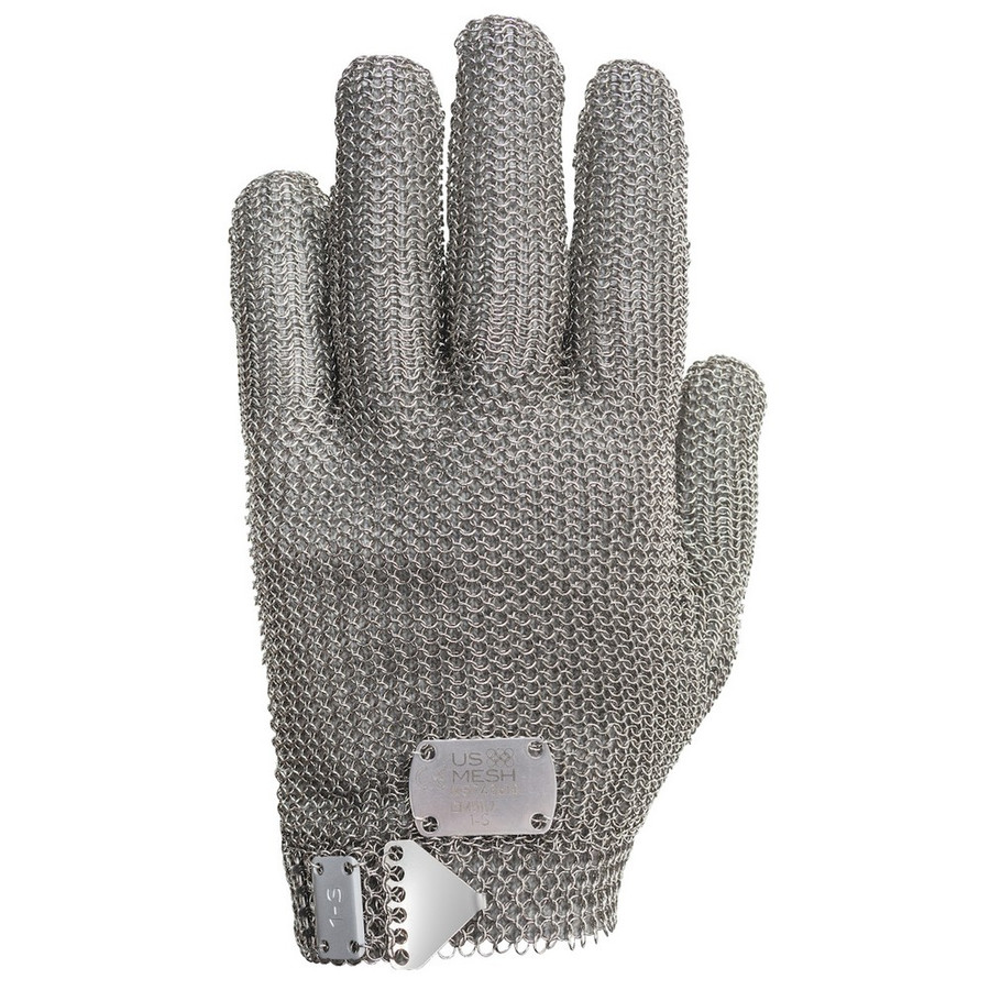 PIP USM-1180 Stainless Steel Mesh Glove with Steel Prong Closure - Wrist Length Silver